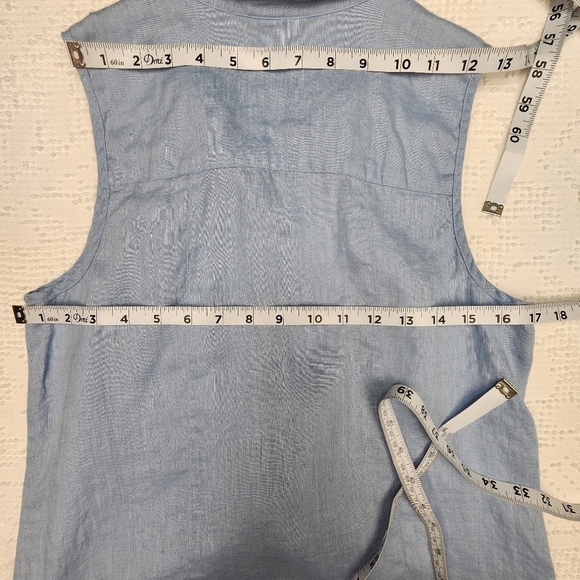 J. Jill Love Linen Light Blue Button Front Sleeveless Top Size Small Tall - Picture 10 of 10